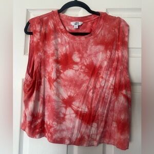 JoyLab Women’s Red/Pink and White Tie-Dye Sleeveless tank (almost crop)